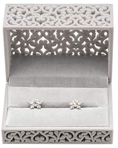 Hollow Velvet Ring Box Velvet Jewelry Box for Rings Couple Double Ring Bearer Box Engagement Gift (Gray) | The Storepaperoomates Retail Market - Fast Affordable Shopping
