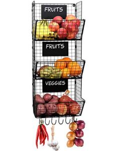 Granrosi Hanging Fruit Basket, Hanging Wall Basket, Fruit Basket For Kitchen, Hanging Fruit Baskets For Kitchen, Hanging Wall Vegetable Fruit Baskets, Set of 3 Hanging Baskets For Kitchen – Black