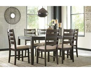 Signature Design by Ashley Rokane Dining Room Table Set with 6 Upholstered Chairs, Brown