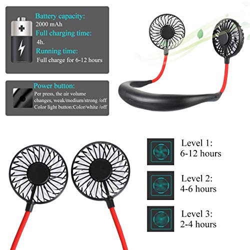 CliniqPro Portable Mini Neck Fan – Small Personal Cooling Device with Flexible Design – LED Light Double Wind Head – USB Rechargeable Battery – Portable, Lightweight Travel Neckband – Black | The Storepaperoomates Retail Market - Fast Affordable Shopping