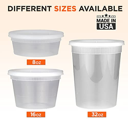 [36 Pack] Food Storage Containers with Lids, Round Plastic Deli Cups, US Made, 16 oz, Pint Size, Leak Proof, Airtight, Microwave & Dishwasher Safe, Stackable, Reusable, White | The Storepaperoomates Retail Market - Fast Affordable Shopping