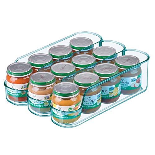 mDesign Small Plastic Kitchen Storage Divided Bin for Child/Kids Supplies – 3 Compartments to Organize Baby Food Jars, Pouches, Bottles, Sippy Cups, Cans, Pacifiers, Shampoo – 2 Pack – Sea Blue | The Storepaperoomates Retail Market - Fast Affordable Shopping