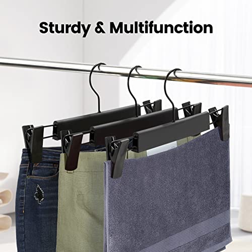 Guhmctt 10 Pack Pants Hangers with Adjustable Non-Slip Clips Anti-Rust Hanging Hook for Trouser,Skirts,Jeans,Clothes Hangers Black | The Storepaperoomates Retail Market - Fast Affordable Shopping