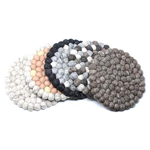 Global Crafts Hand Crafted Felt Ball Wool Trivet Mat from Nepal, 8″ Round Pad, Dark Grey | The Storepaperoomates Retail Market - Fast Affordable Shopping