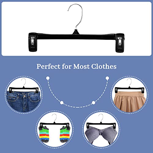 HOUSE DAY Black Pants Hangers, 12 Inch Skirt Hangers with Non-Slip Big Clips and 360° Swivel Hook, Heavy Duty Slim Plastic Pants Hangers, Space Saving Clip Hangers for Pants, Skirts, Shorts, 25 Pack | The Storepaperoomates Retail Market - Fast Affordable Shopping