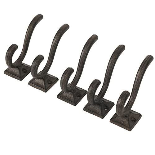 5-Pack Antique Black Wall Hooks, Vintage Modern Farmhouse Style, Decorative Cast Iron Wall-Mounted Hooks, Heavy Duty Hooks for Mudroom, Bedroom, Hallway by Ambipolar. | The Storepaperoomates Retail Market - Fast Affordable Shopping
