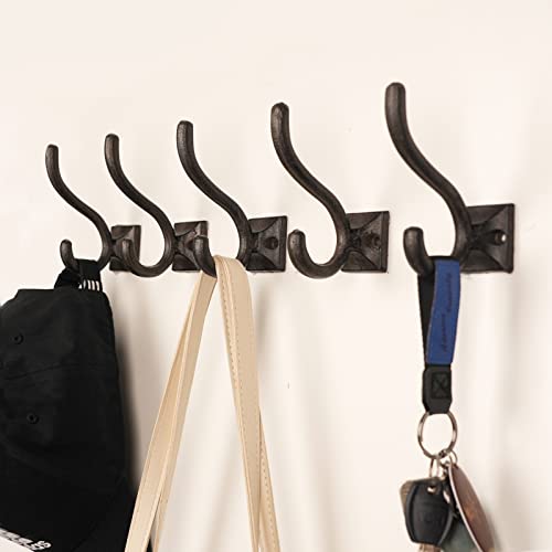 5-Pack Antique Black Wall Hooks, Vintage Modern Farmhouse Style, Decorative Cast Iron Wall-Mounted Hooks, Heavy Duty Hooks for Mudroom, Bedroom, Hallway by Ambipolar. | The Storepaperoomates Retail Market - Fast Affordable Shopping