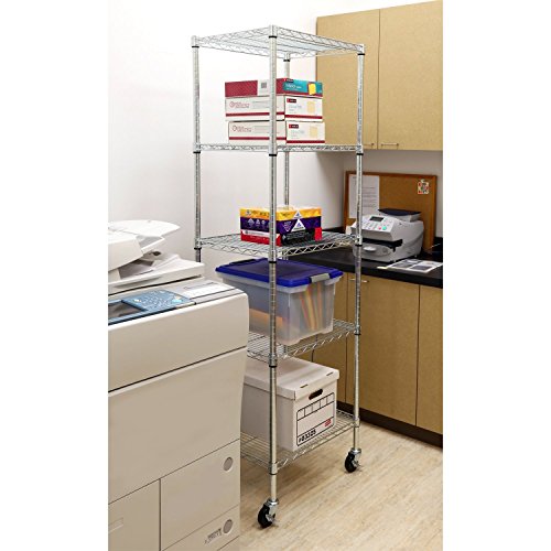 Seville Classics UltraDurable Commercial-Grade 5-Tier NSF-Certified Steel Wire Shelving with Wheels, 24″ W x 18″ D x 72″ H, UltraZinc | The Storepaperoomates Retail Market - Fast Affordable Shopping