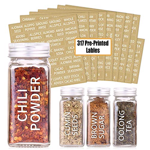 SWOMMOLY 48 Glass Spice Jars with 703 Spice Labels, Chalk Marker and Funnel Complete Set. 48 Square Glass Jars 4OZ, Airtight Cap, Pour/sift Shaker Lid | The Storepaperoomates Retail Market - Fast Affordable Shopping