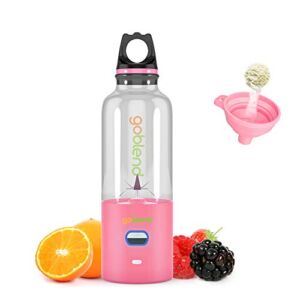 GoBlend Portable USB Juicer Blender – For Smoothies, Shakes, Baby Food, Juices, Coffee and More – 500ml Mini Travel Blender, Household Fruit Mixer, Personal Size Mixing Machine with Six Blades, Small Size Easy to Carry – 4000mAh Electric Mixer