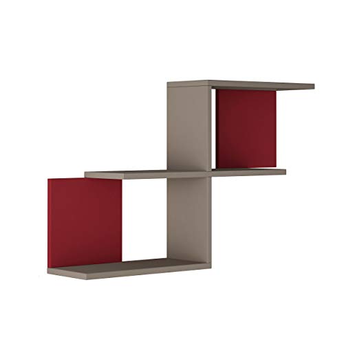 Ada Home Décor Wilfred Wall Shelf, 36” x 23” x 8”, Light Mocha & Burgundy | The Storepaperoomates Retail Market - Fast Affordable Shopping