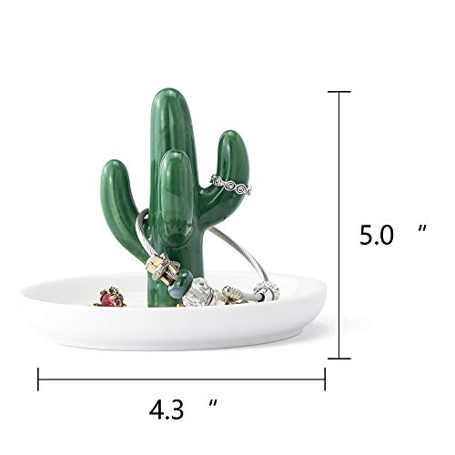 FairyLavie Cactus Ring Holder Dish for Jewelry, Ceramic Succulent Ring Holders Organizer Display for Home Decor and Birthday Wedding Festival Gifts for Mom, Aunt, Friends, Girlfriend (Green Cactus) | The Storepaperoomates Retail Market - Fast Affordable Shopping