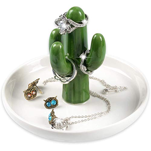 FairyLavie Cactus Ring Holder Dish for Jewelry, Ceramic Succulent Ring Holders Organizer Display for Home Decor and Birthday Wedding Festival Gifts for Mom, Aunt, Friends, Girlfriend (Green Cactus) | The Storepaperoomates Retail Market - Fast Affordable Shopping
