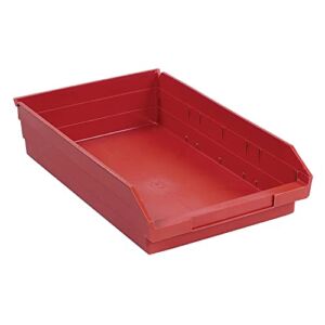 Plastic Shelf Bin Nestable 11-1/8″W X 17-7/8″ D X 4″H Red – Lot of 12