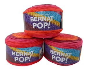 Bernat Pop Worsted Medium Weight Self-Striping 3-Pack Acrylic Yarn 5 Ounces 280 Yards