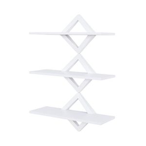 Danya B. Diamonds 3-Level Shelving System – Decorative Floating Shelves –Wall Mount – White