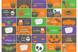 GSM Brands Halloween Lunch Box Notes 60 Pack for Kids & Students with 30 Different Lunchbox Cards Designs