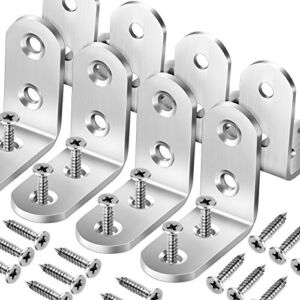 8 PCS Heavy Duty Corner Brace, FANDAMEI 40x40mm Stainless Steel Joint Right Angle Brackets with Screws, 90 Degree Wall Brackets Hanger for Shelves, Tables, Dressers, Chairs, Silver