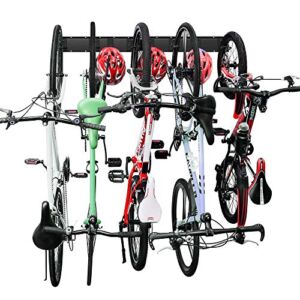 Wallmaster Bike Storage Rack 5 Bicycles Hooks Wall Mount Bike Hanger Indoor Space Saving (8 Hooks and 3 Rails)