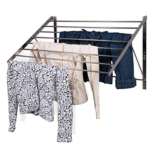 brightmaison Wall Mount Clothes Drying Rack & Laundry Room Organizer, 6.5 Yards Drying Capacity Stainless Steel Silver Laundry Rack | The Storepaperoomates Retail Market - Fast Affordable Shopping