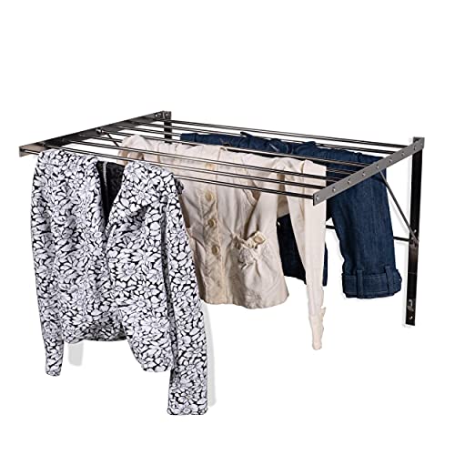 brightmaison Wall Mount Clothes Drying Rack & Laundry Room Organizer, 6.5 Yards Drying Capacity Stainless Steel Silver Laundry Rack | The Storepaperoomates Retail Market - Fast Affordable Shopping