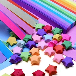 Mluchee 2340 Sheets Origami Stars Paper Strips Double Sided Lucky Colorful Star 25 Colors Decoration Folding Paper for Arts Crafting Supplies, School Teaching, DIY Projects