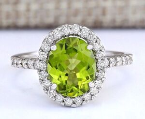 pimchanok shop Fashion Jewelry 925 Silver Oval Peridot Ring Women Wedding Engagement Size 6-10 (6)