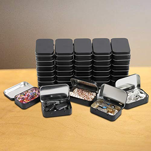 Tamicy Metal Rectangular Hinged Tins – Pack of 40 Matte Black Mini Portable Box Containers Small Empty Storage Tins with Lids Home Organizer Kit for Storage Drawing Pin Jewelry Crafts | The Storepaperoomates Retail Market - Fast Affordable Shopping