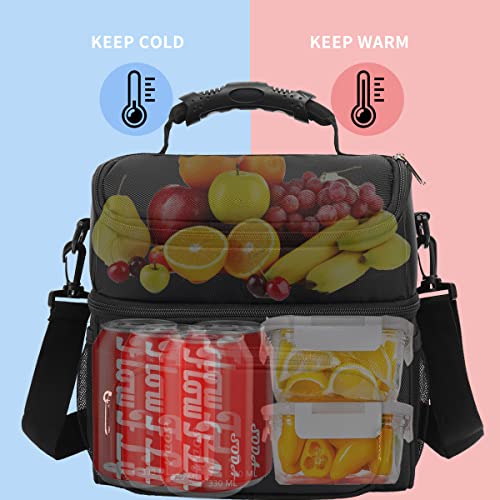 FlowFly Double Layer Cooler Insulated Lunch Bag Adult Lunch Box Large Tote Bag for Men, Women, With Adjustable Strap,Front Pocket and Dual Large Mesh Side Pockets,Black | The Storepaperoomates Retail Market - Fast Affordable Shopping
