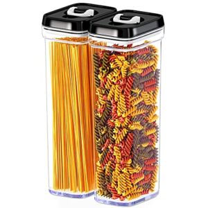 DWËLLZA KITCHEN Pasta Storage Containers for Pantry Airtight – 2 Pc Spaghetti Container Storage – Ideal for Spaghetti & Noodles, Kitchen Pantry Organization and Storage – Keeps Food Fresh & Dry