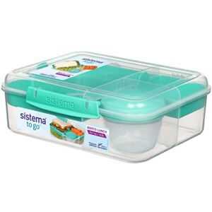 Sistema Bento Box Adult Lunch Box with 2 Compartments, Sandwhich,Salad Dressing Container,Dishwasher Safe,Color May Vary