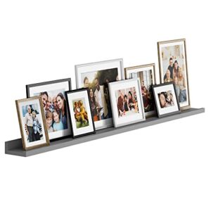 Wallniture Denver 46″ Long Wall Shelf for Picture Frames, Floating Shelves for Living Room Decor, Picture Ledge for Wall Collage Gray Floating Shelf for Room Decor