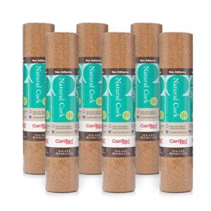 Con-Tact Brand Cork Non-Adhesive Shelf and Drawer Liner for Crafters, 12″ x 4′, Natural, 6 Rolls
