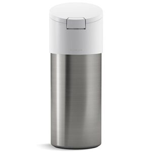 KOHLER Disinfecting Dispenser (Wipes not Included), Canister with Easy One Touch Lid, 4 x 4 x 10.75, Stainless Steel with White