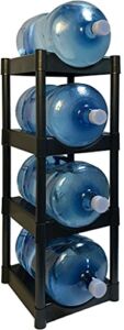 Bottle Buddy Water Racks – 3 and 5 Gallon Bottles – 4-Tray Jug Storage System – Free-Standing Organizer for Home, Office, Kitchen, Warehouse – Black