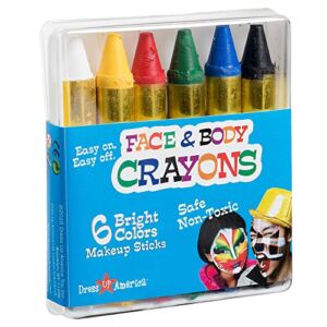 Dress-Up-America Face Paint Kit – Face And Body Paint Crayons – 6 Piece Set Halloween Makeup for Kids and Adults