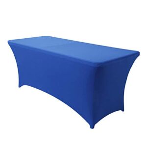 Obstal 6ft Stretch Spandex Table Cover for Standard Folding Tables – Universal Rectangular Fitted Tablecloth Protector for Party （Royal Blue, 72 Length x 30 Width x 30 Height Inches）