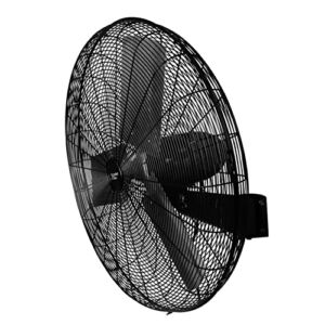 Comfort Zone CZVHW30 30” 2-Speed High Velocity Industrial Wall Fan, All-Metal Construction, Adjustable Tilt, Steel Mounting Bracket with Adjustable Angle, Aluminum Blades, Black