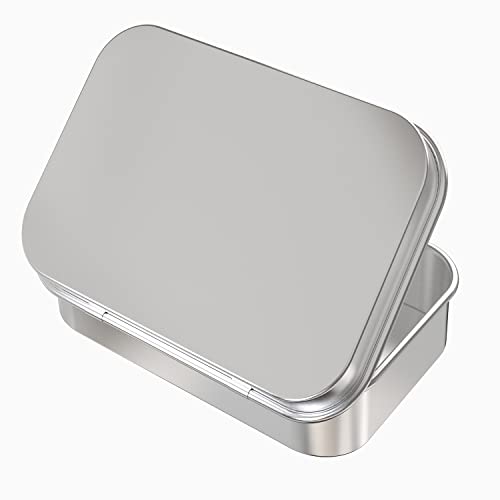 2 Pcs Metal Hinged Tin Box Container Mini Portable Small Storage Container Kit with Lid for Home Storage 3.7×2.3×0.8 inch, Silver | The Storepaperoomates Retail Market - Fast Affordable Shopping