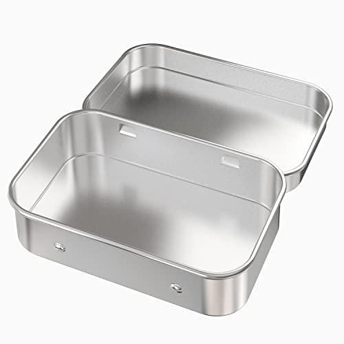 2 Pcs Metal Hinged Tin Box Container Mini Portable Small Storage Container Kit with Lid for Home Storage 3.7×2.3×0.8 inch, Silver | The Storepaperoomates Retail Market - Fast Affordable Shopping