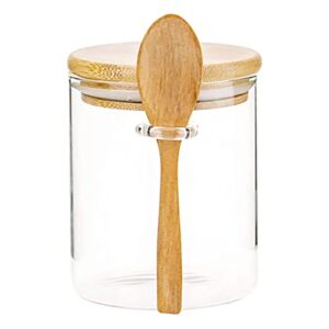 Glass Jars with Bamboo Lids and Spoon Airtight, 17Oz Food Storage Containers for Sugar Coffee Nuts, Glass Kitchen Canisters for Flour, Cookie, Candy, Matcha Tea, Nuts and Spice Jars