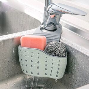 TA sponge Holder Sink Faucet Side Caddy Soap Scrubber Dishwashing Brush Organizer For Kitchen Bathroom Organization Storage Baskets With Sanitary Drain Holes And Adjustable Strap (green)