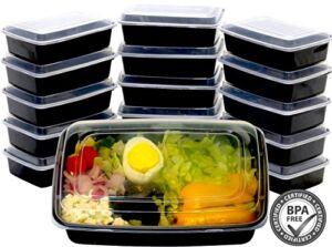 16 Pack – SimpleHouseware 1 Compartment Food Grade Meal Prep Storage Container Boxes, 28 Ounces