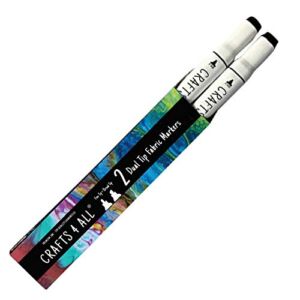 Crafts 4 All Fabric Markers for Clothes – Pack of 2 No Fade, Dual Tip Permanent Fabric Pens – No Bleed, Machine Washable Shoe Markers for Fabric Decorating – Laundry Marker, Erases Stains Easily