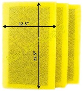 RAYAIR SUPPLY 14×25 MicroPower Guard Air Cleaner Replacement Filter Pads (3 Pack) Yellow