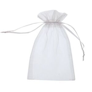SumDirect 100Pcs 5×7 inch White Sheer Drawstring Organza Jewelry Pouches Wedding Party Christmas Favor Gift Bags (100)