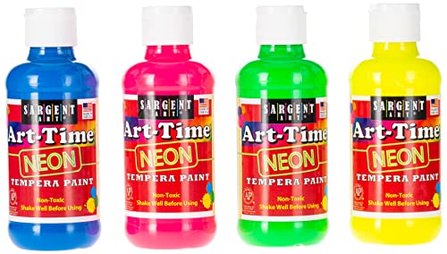 Sargent Art 4 x 8 oz Gallon Tempera Paint, Vibrant Fluorescent Colors, Neon Finish, Non-Toxic | The Storepaperoomates Retail Market - Fast Affordable Shopping