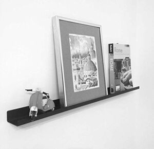 ULTRAledge 2’/24″ Art Display / Picture Ledge / Floating Shelf, Metal, Modern (2″ deep, Black)