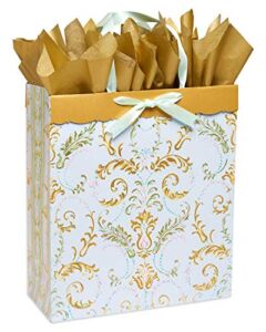 Papyrus Jumbo Wedding Gift Bag with Tissue Paper Bundle, White and Gold (1 Bag, 4-Sheets)
