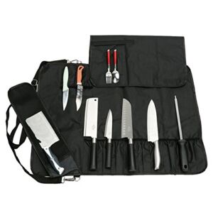 Knife Roll, Chef Knife Roll Bag With 17 Slots Can Holds13 Knives,1 Meat Cleaver, And 3 Utensil Pockets,Durable Knife Case With Handle, Shoulder Strap & Zippered Mesh Pocket Holder